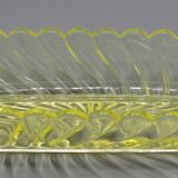 Ancien ravier porte peigne en cristal signe baccarat modele bambou tors jaune