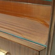 High-Quality Walnut Chest of Drawers with a Thick Glass Top, Italy