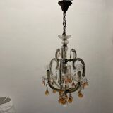 Lustre en forme de larme en verre de Murano rose des années 1950