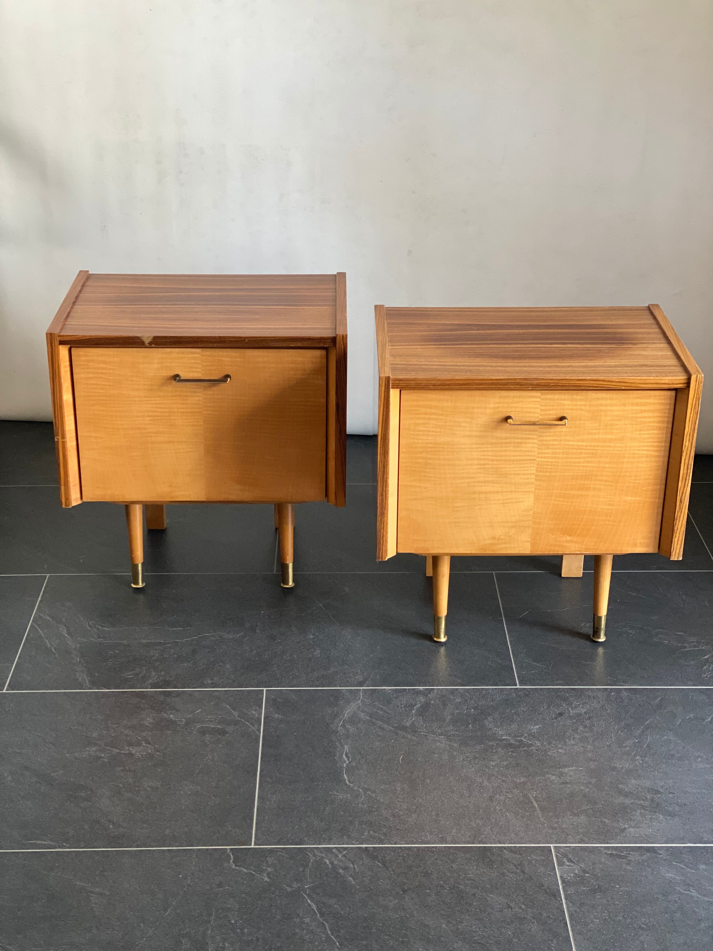 Pair of vintage laminate bed side tables