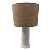 Lampe vintage en céramique et abat-jour tissé