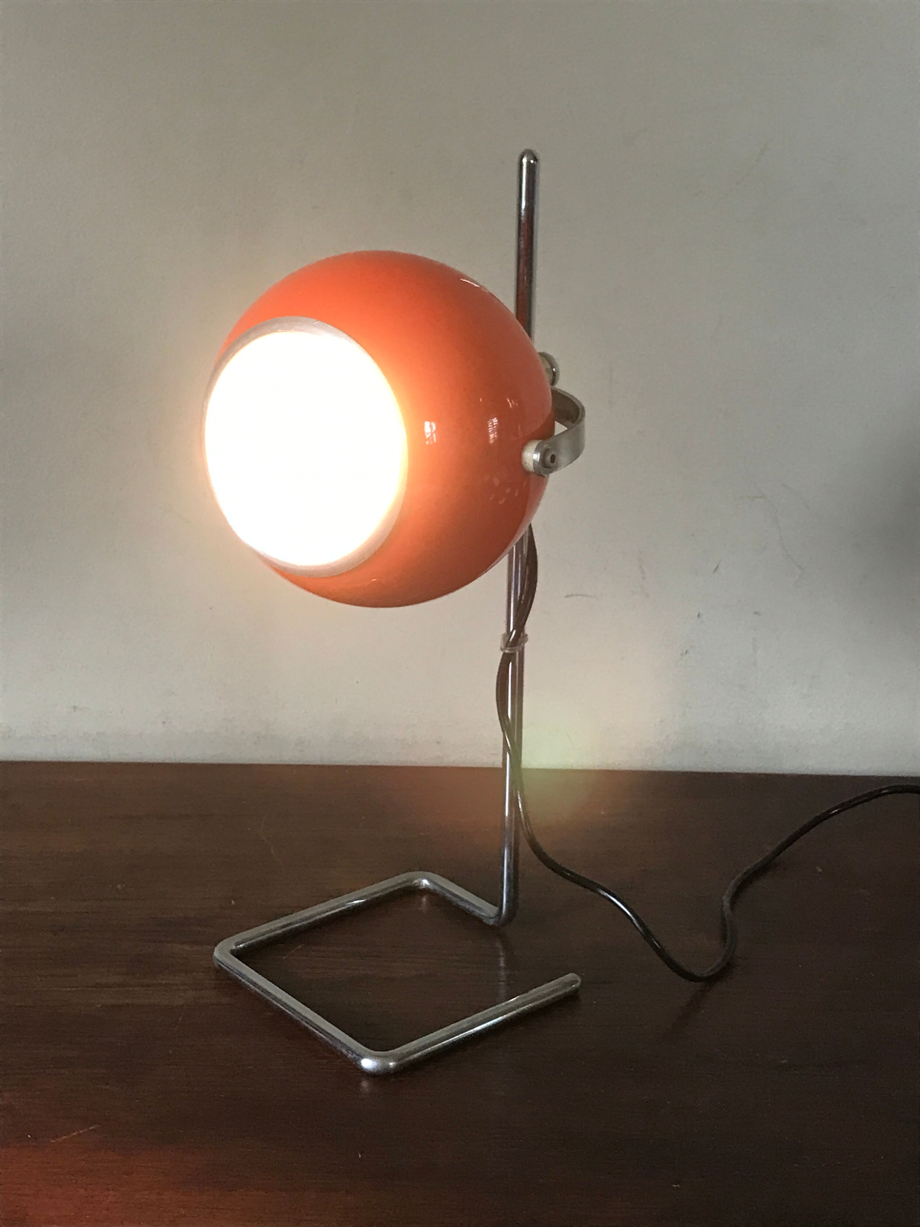 Lampe eye ball orange vintage années 70
