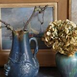 19th century grapes barbotine pitcher
