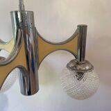 Lustre vintage 3 feux chromé globes verre