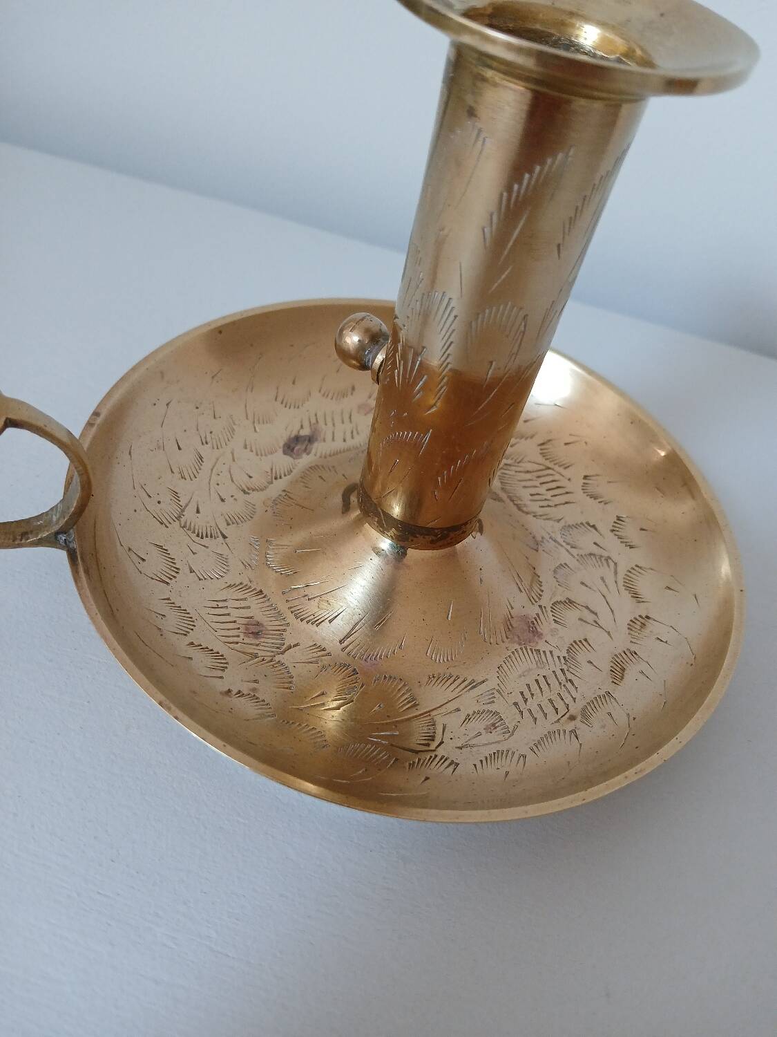 Brass candle holder, cellar rat