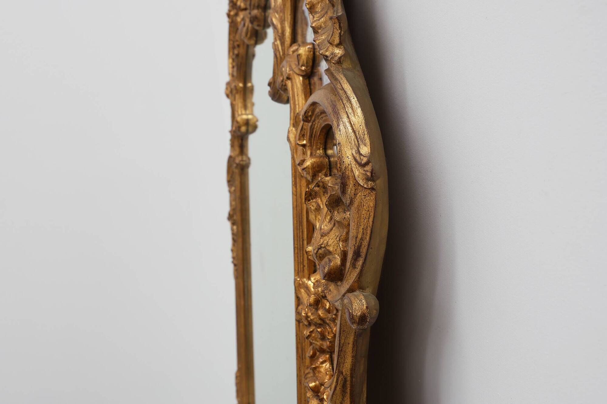 Rococo style gilt mirror with marbled glass border by Deknudt, Belgium, 197