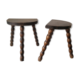 Duo de tabourets brutalistes demi-lunes