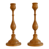 Paire de bougeoirs scandinave en bois