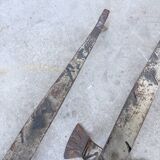 Pair of zoomorphic metal andirons "dogs" 1950