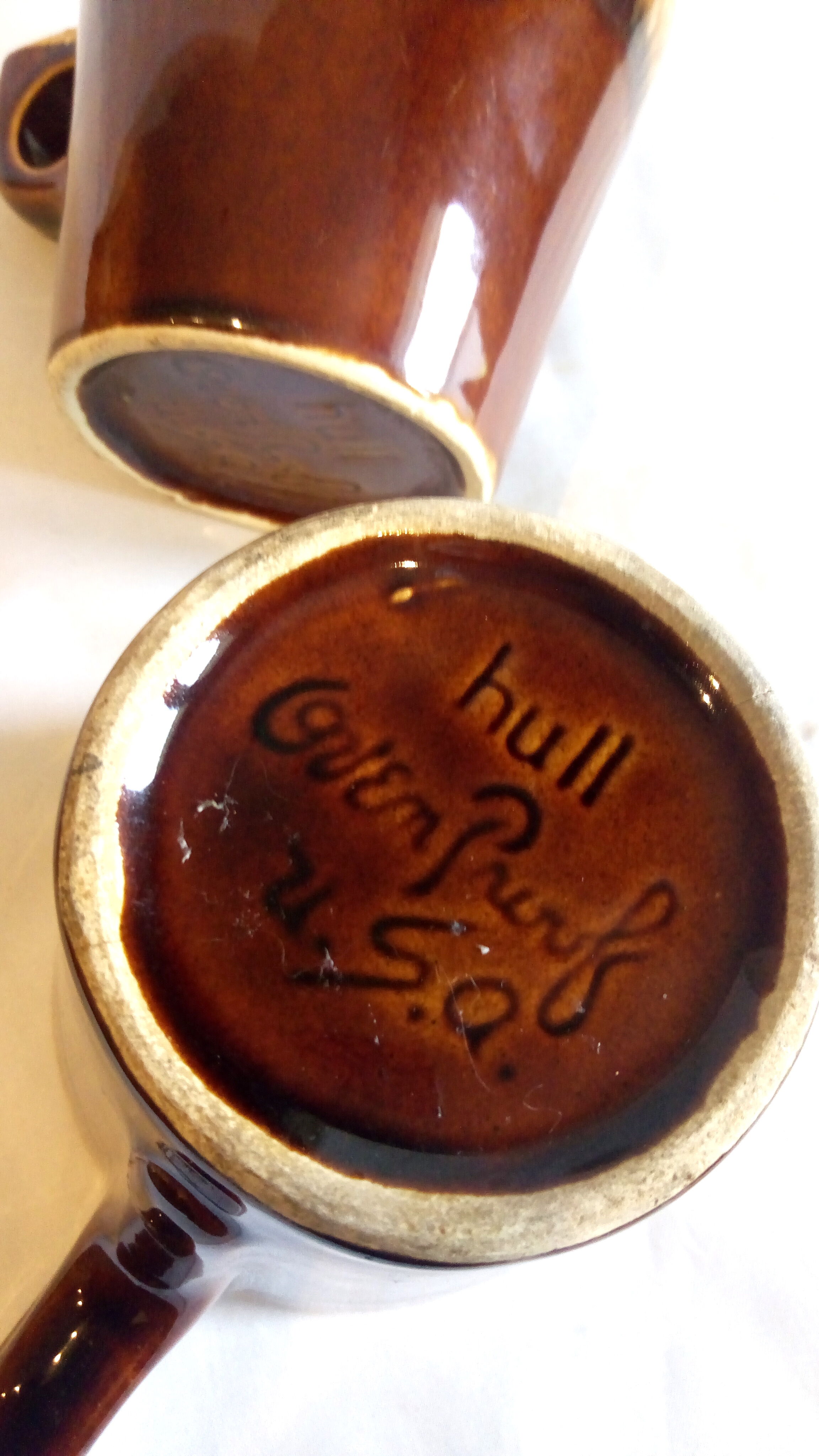 Duo of American mugs caramel tint