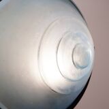 Floor lamp in metal and sandblasted glass disc