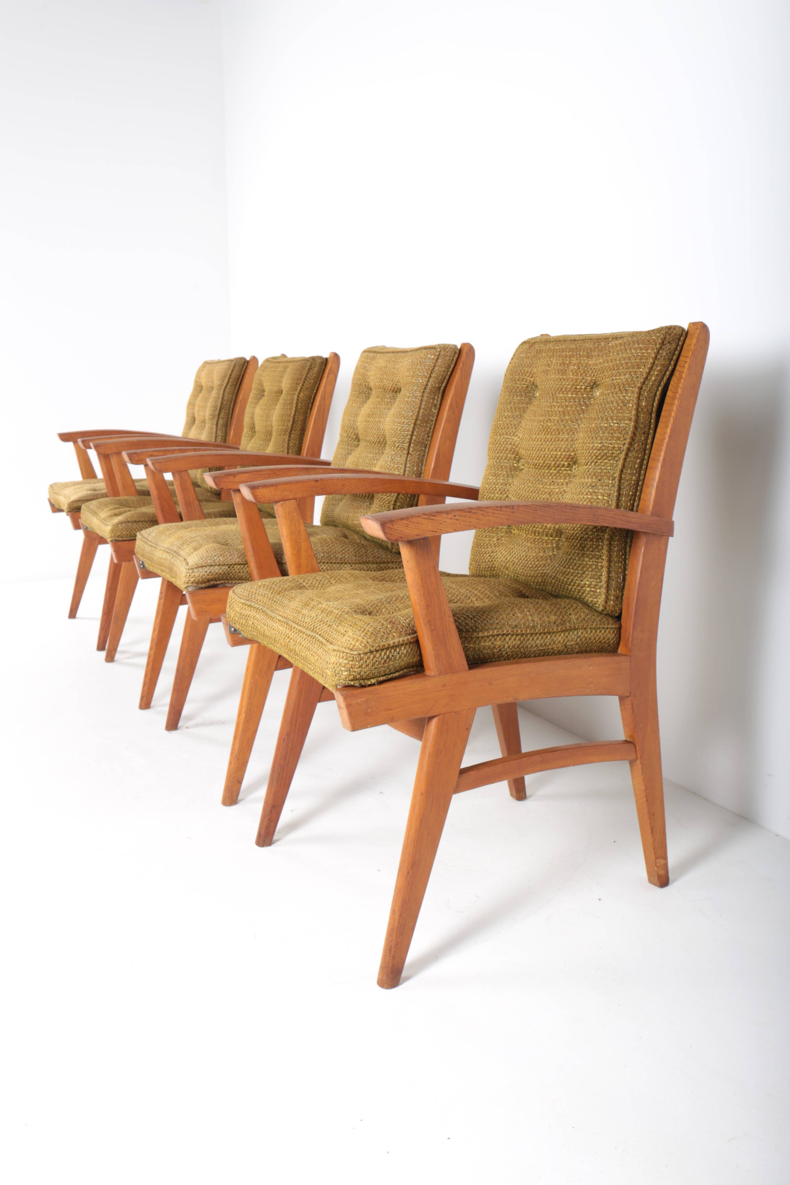 Set of 4 vintage Free-Span FS-116 armchairs, 50s