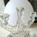 Pair of 3-spoke candlesticks, in art glass. Oberglas Austria. 50s