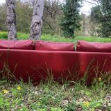 Red leather sofa