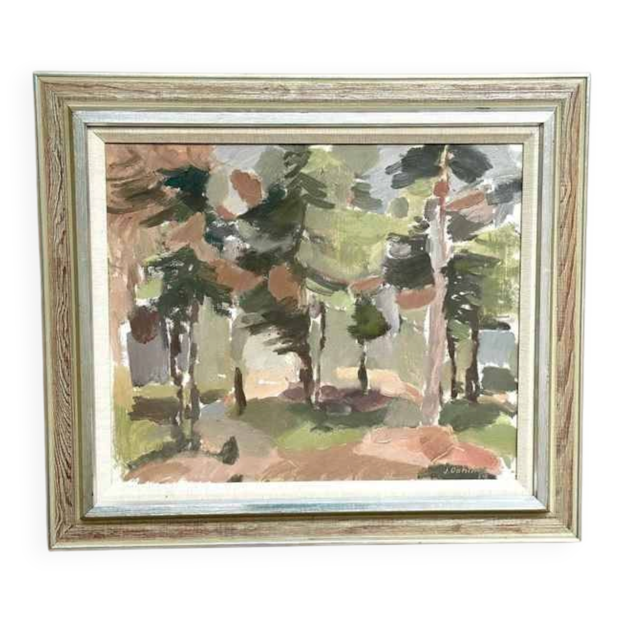 Original Swedish Oil on Canvas – “Pine Forest” by Jan Dahlin – Dated 1959
