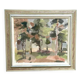 Original Swedish Oil on Canvas – “Pine Forest” by Jan Dahlin – Dated 1959