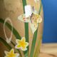 Old Indian Floral Vase Hand Painted Green Gold Background 25cm