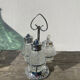 Silver-plated metal and glass salt and pepper shakers