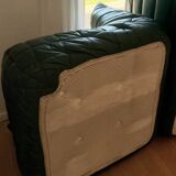 100% original et vintage (années 70) - Ensemble canapé Togo 4 à 5 personnes - Banquette 2 places, Banquette 1 place et angle 1 à 2 places en cuir vert forêt par Ligne Roset