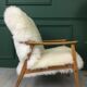 Vintage white sheepskin armchair
