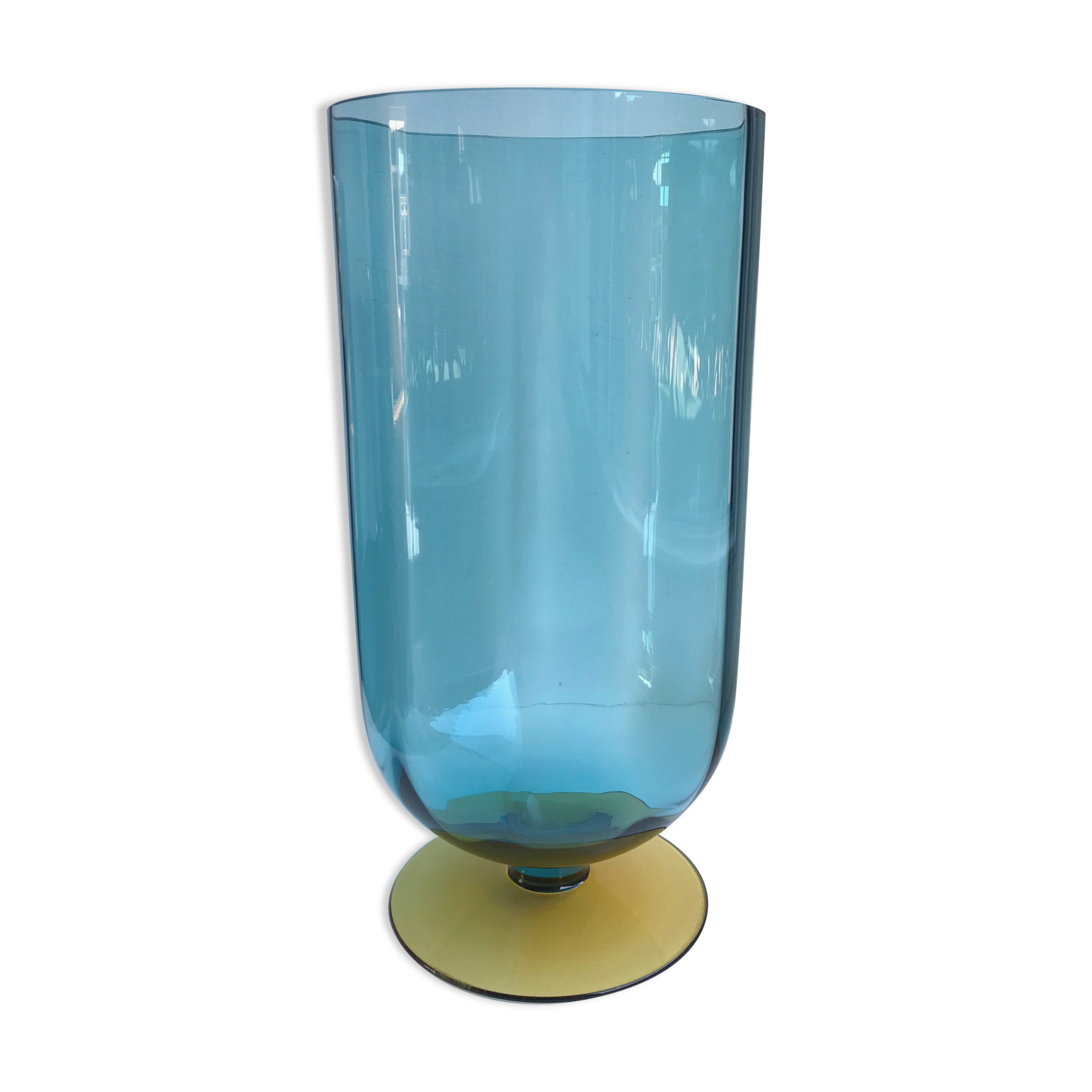 Two-tone blue and amber vase 70s