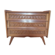 Commode en bois blond et rotin années 50