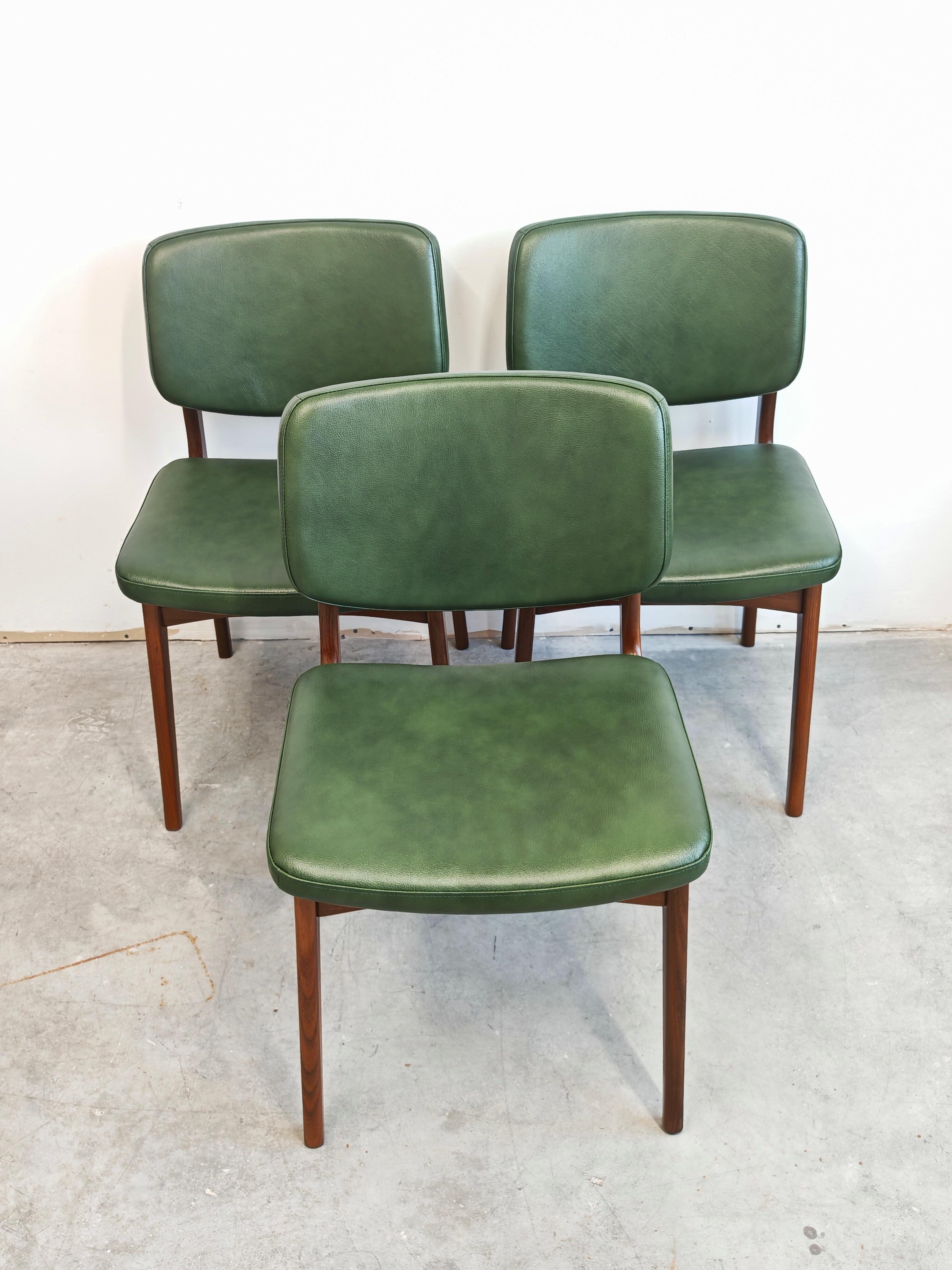 Mid-Century Modern dining chair in teak and leather, Denmark 1960s