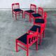 Mid-Century Modern Design Red Dining Chair Set, Belgium, 1960s, Set of 6