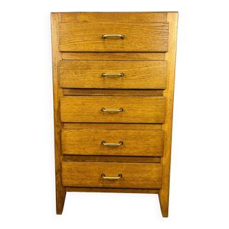 Commode chiffonnier années 50, bois blond