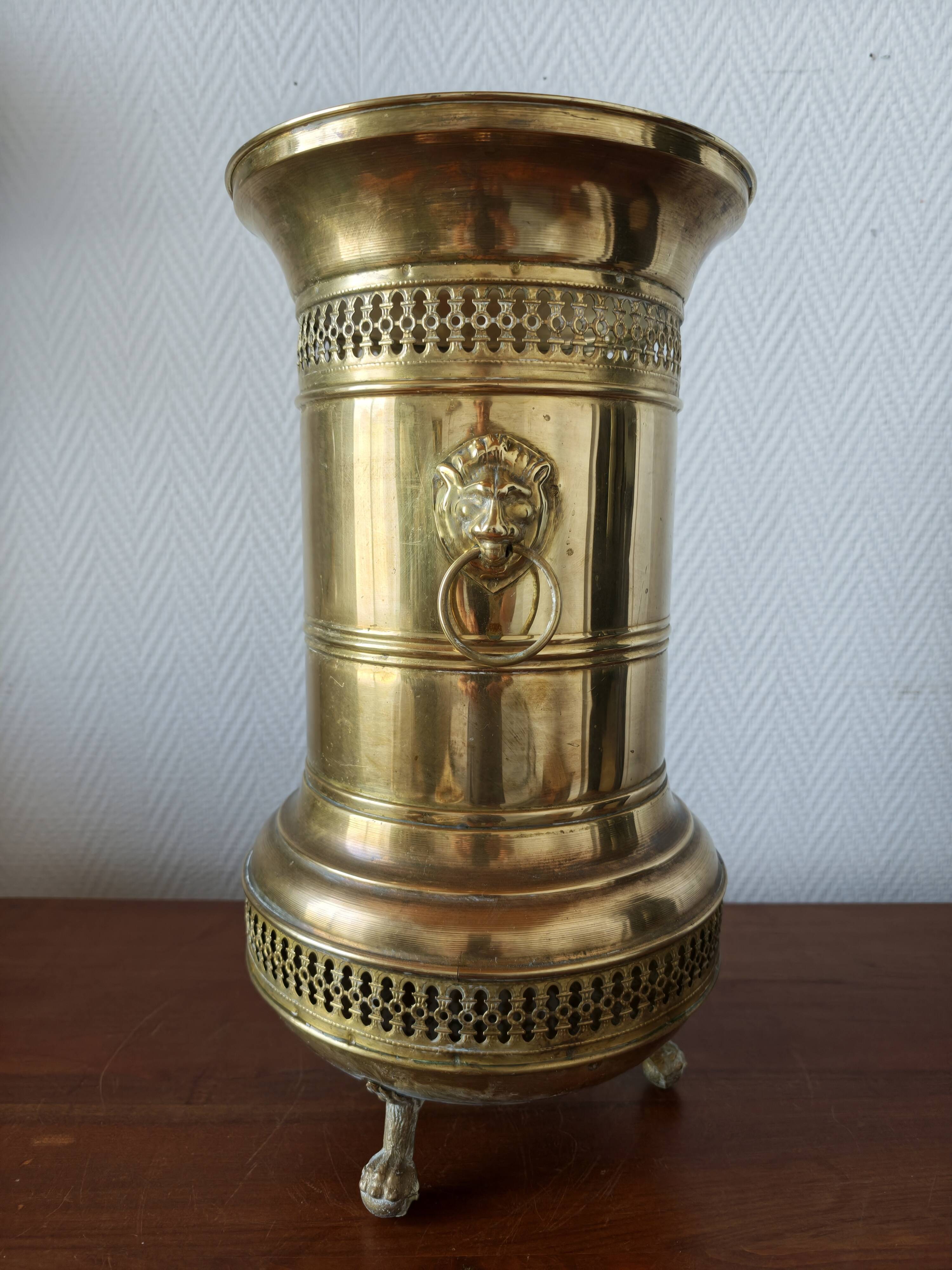 Vintage brass umbrella stand