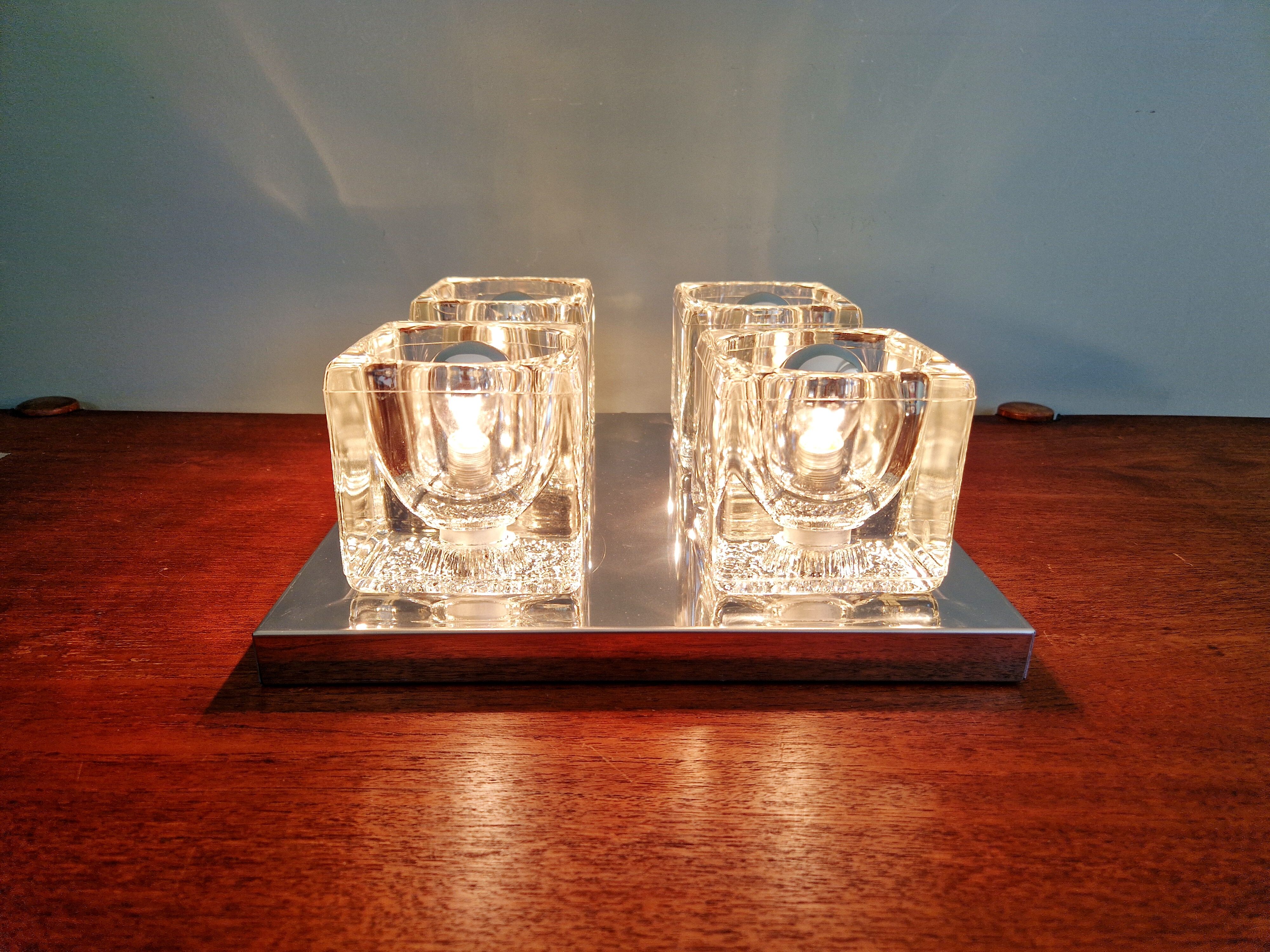 Square ceiling light/wall light Ice Cube, Peill & Putzler, 1970