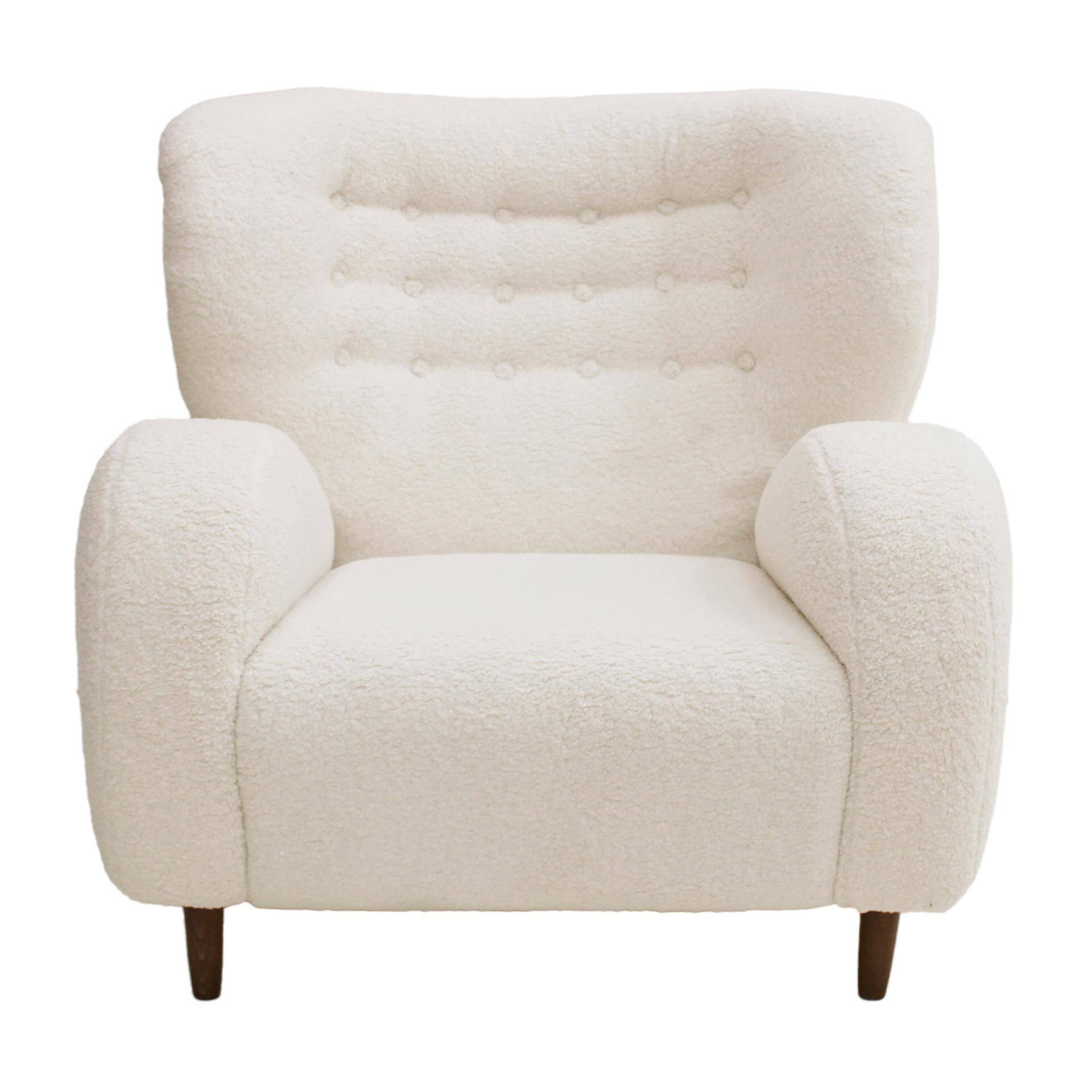 Late 20th Century Wool and Solid Wood Pair of Armchairs, Norway