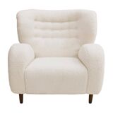 Late 20th Century Wool and Solid Wood Pair of Armchairs, Norway