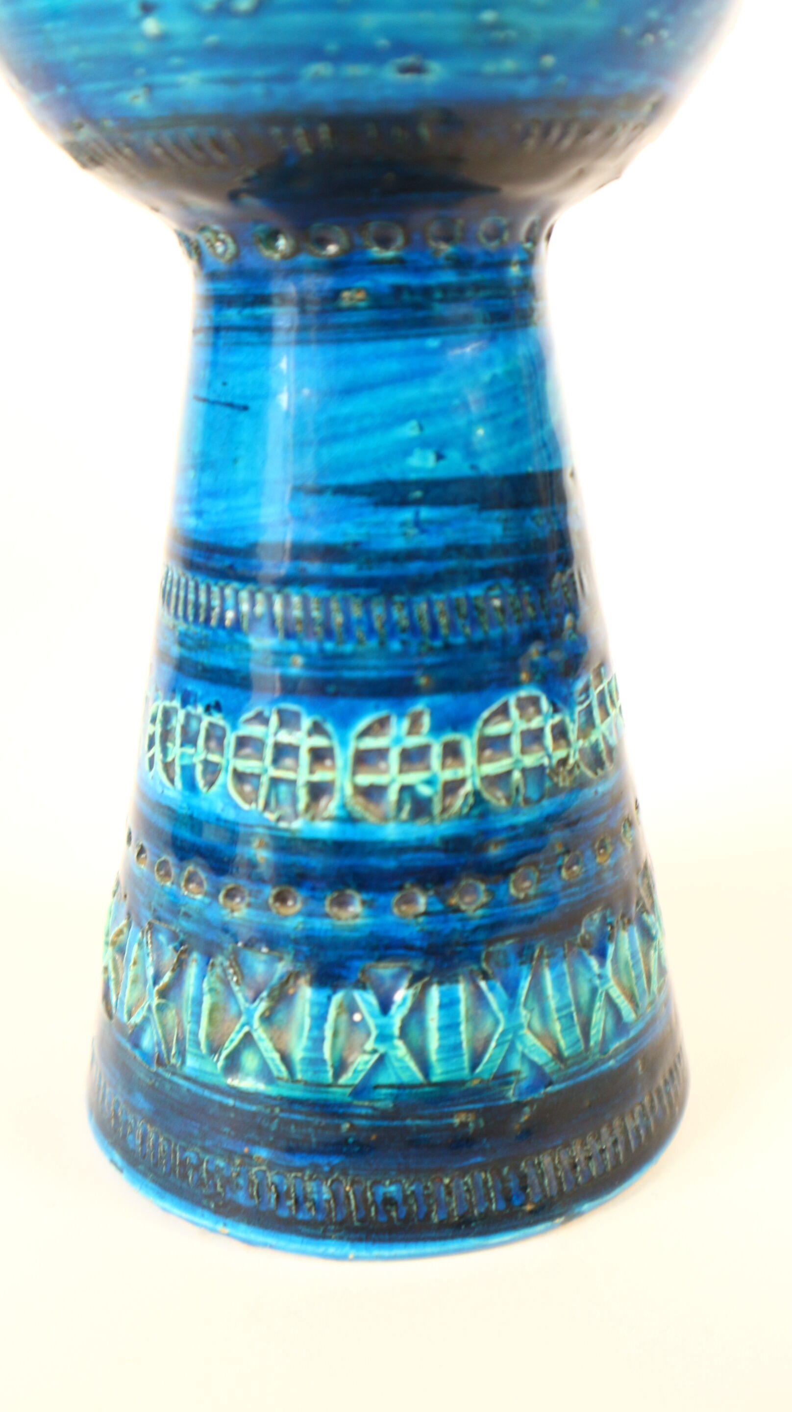 Blue vase candlestick Bitossi, aldo Londi design