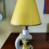Lampe en céramique jaune vintage