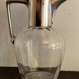 Set de 2 carafes ou pichets en métal argenté et cristal