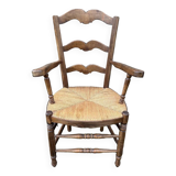 Provencal armchair, straw, vintage, early 20th century.