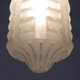 Art Deco pendant lamp with matt glass shade and brass fixture, 1930s