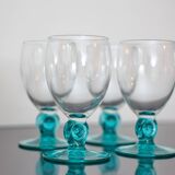 Lot de 4 verres à pied verts, made in france, by luminarc
