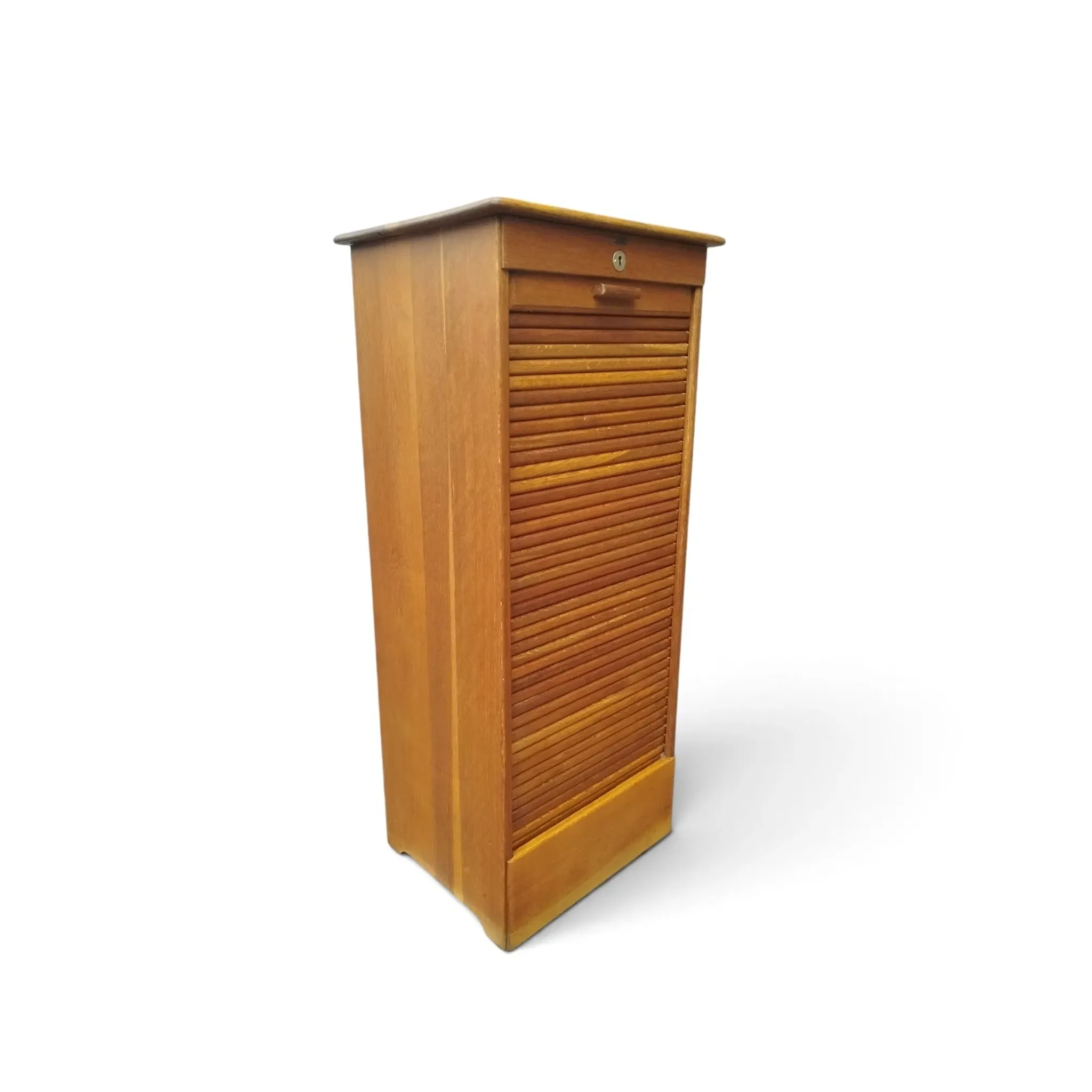 Oak tambour archive cabinet S.M.V. Silkeborg, Denmark 1920s–30s