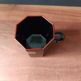 4 black tempered glass bowls Arcoroc OCTIME series, vintage, red border