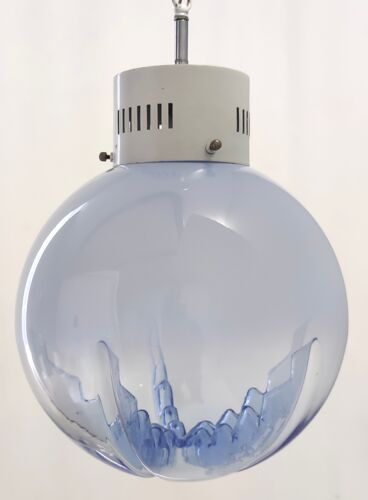 Suspension en verre de Murano transparent et bleu par Carlo Nason pour Mazzega, Italie
