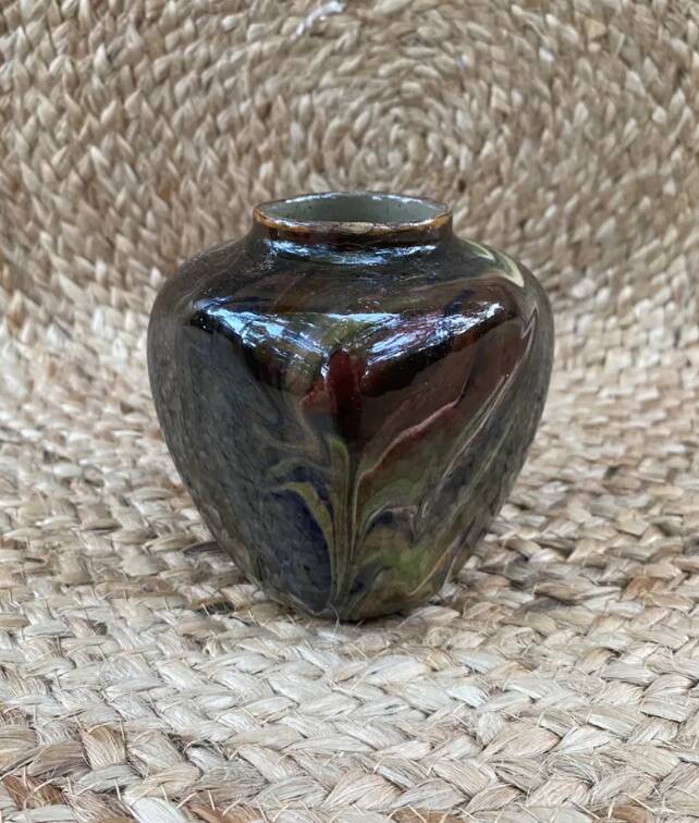 Vase in marbled glazed earthenware, Savoie