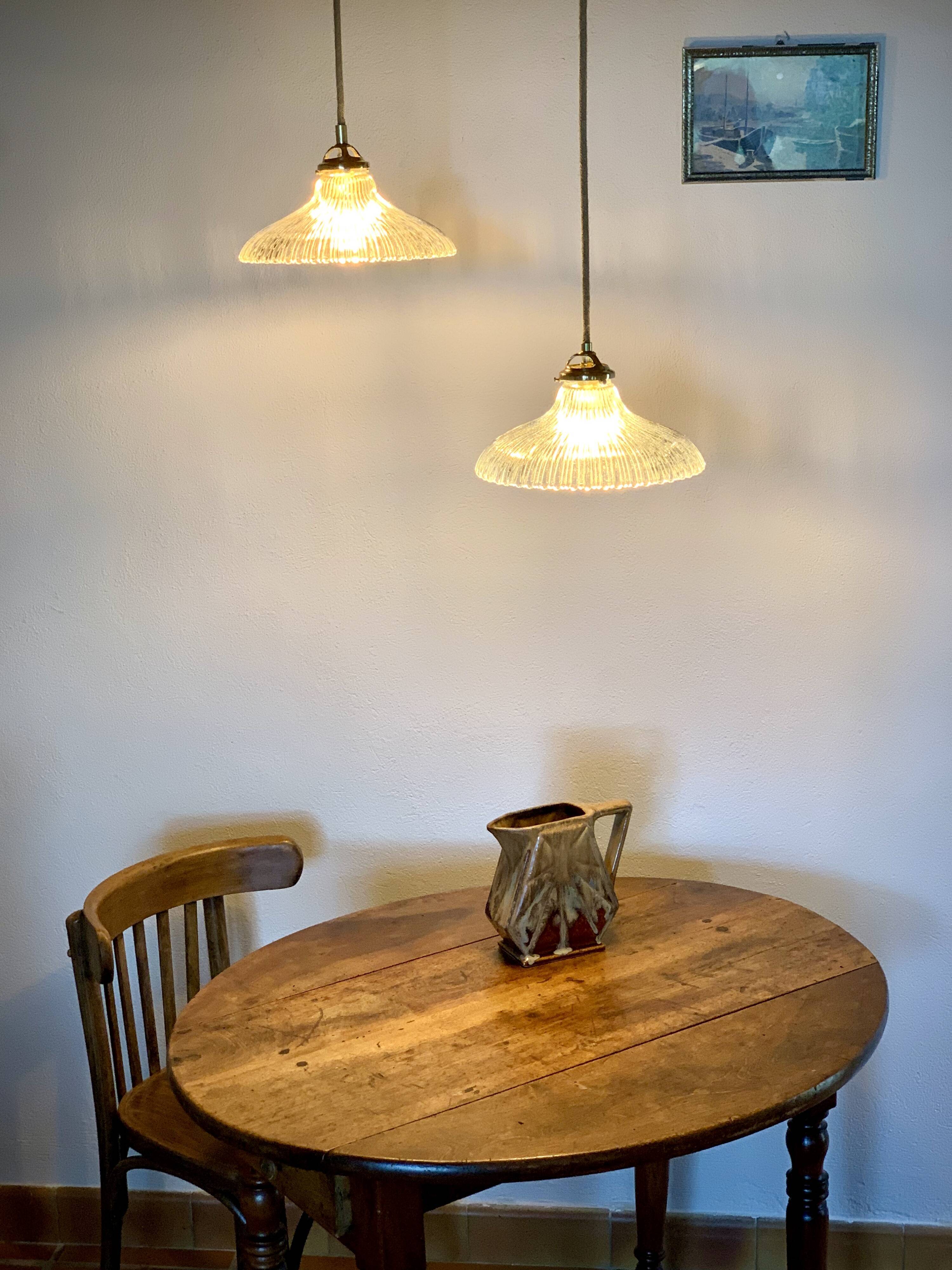 Duo of suspensions Holophane bistro style