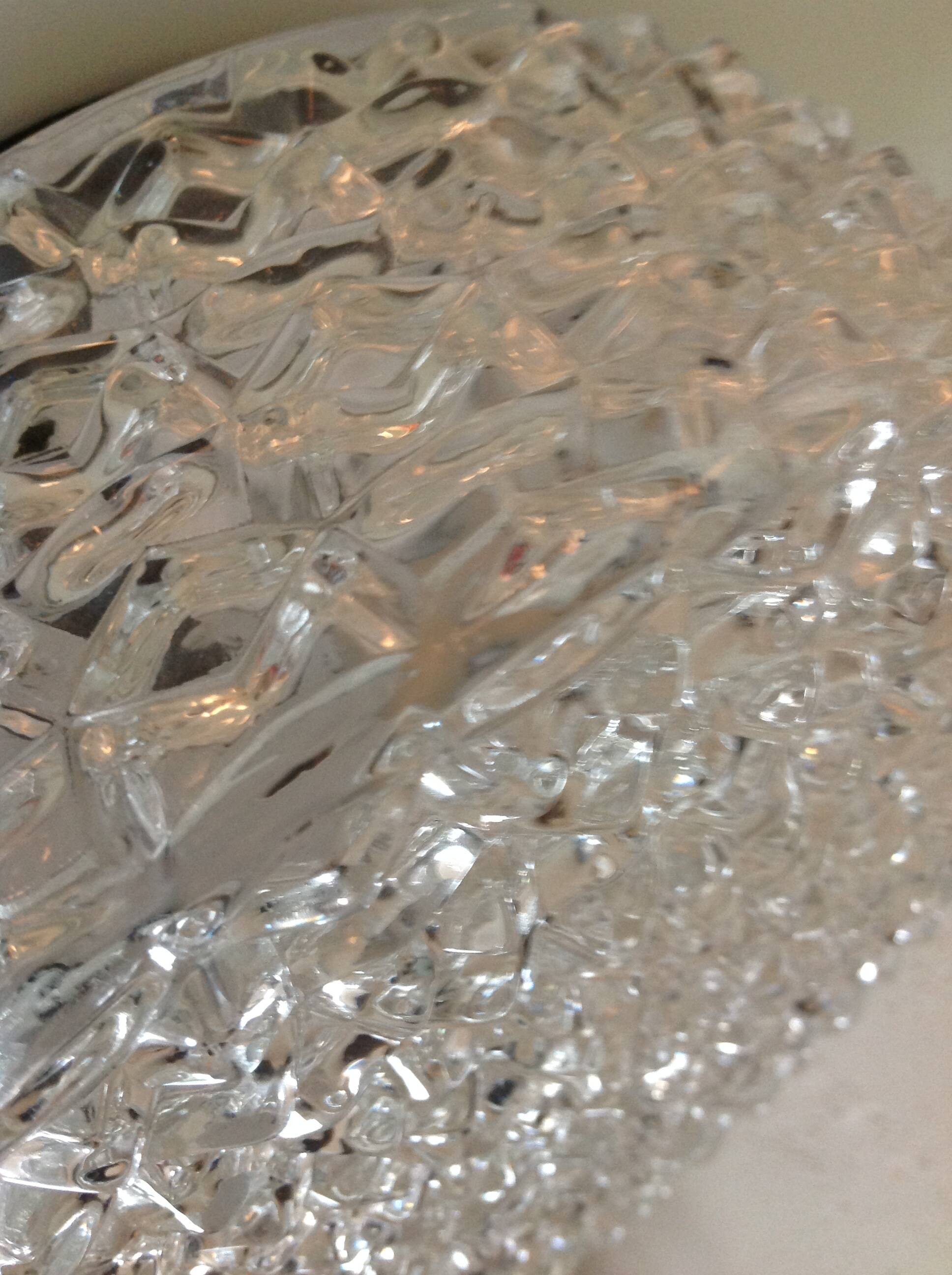 Plafonnier rond en verre pointes de diamants par RZB Leuchten / vintage années 60-70