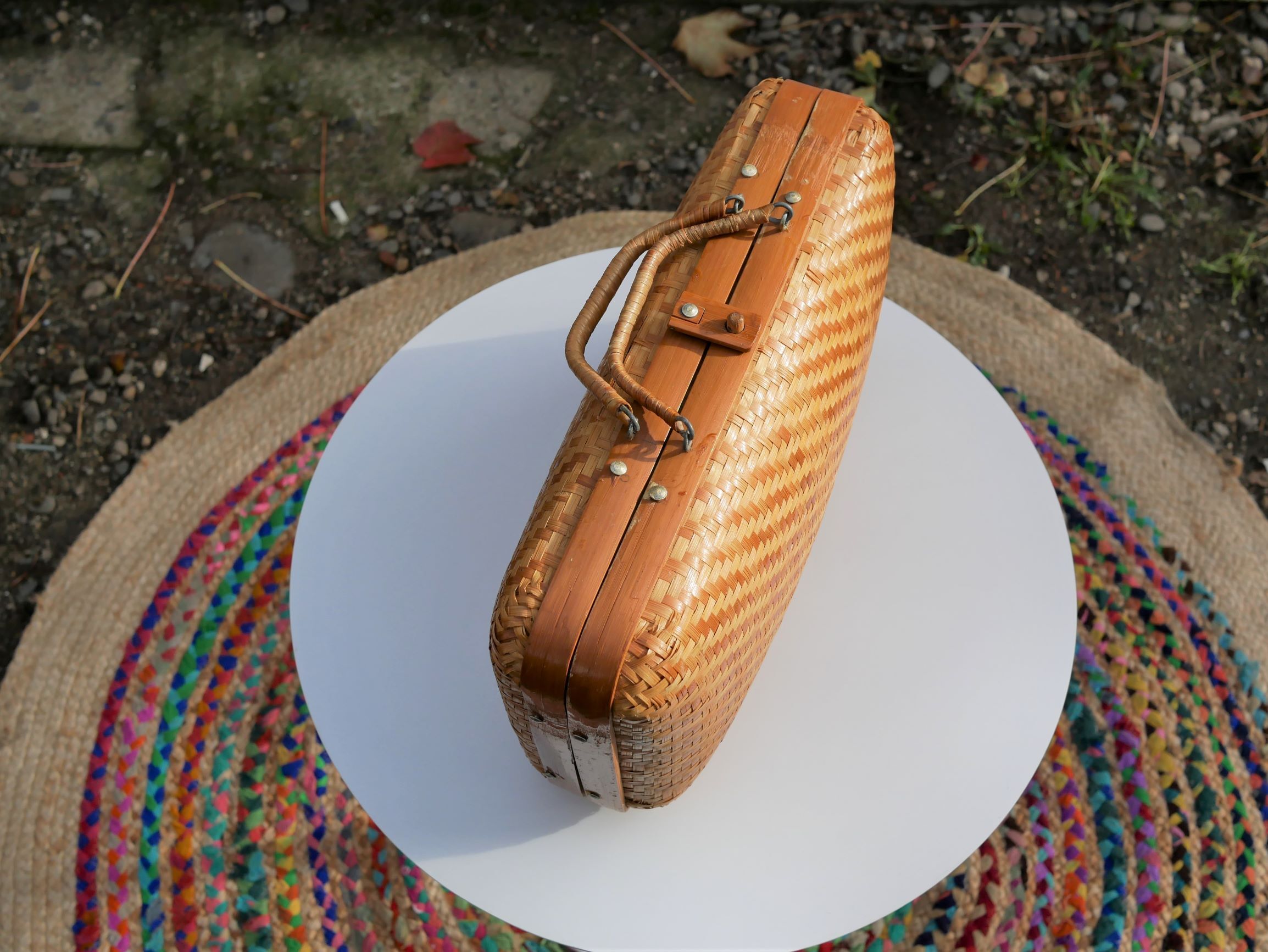 Suitcase vintage wicker
