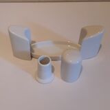 Set salt shaker, pepper tree and covered ceramic pot on small tray