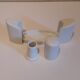 Set salt shaker, pepper tree and covered ceramic pot on small tray