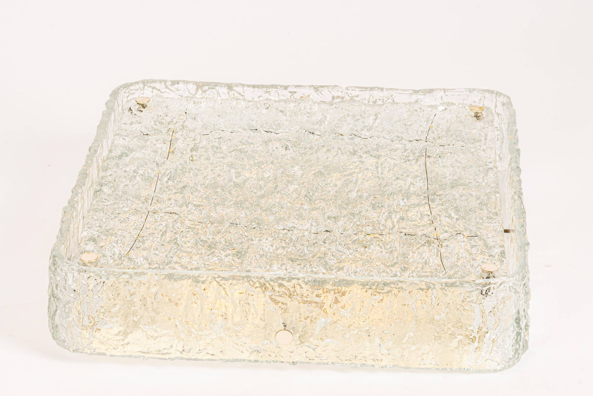 Square glass ice Murano ceiling light, Kaiser, Germany, 1970s