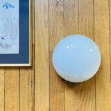 Ceiling light or half-moon wall lamp, half-spherical, 20 cm, opal glass.
